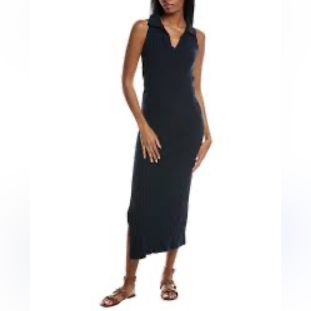 Stateside Black dress Sleeveless Collared Raw hem and sleeves Maxi xs
